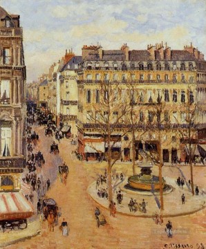  Manan Pintura - Rue Saint Honore efecto del sol de la mañana Place du Theatre Francais 1898 Camille Pissarro